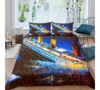 YVASPQRTW Titanic Cozy Comforter Cover Vintage Ship Bedding Set Soft Polyester Pillowcase Women Teens Adults King（220x240cm）