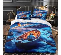YVASPQRTW Titanic Luxury Duvet Quilt Vintage Ship Bedding Set Easy Care With Zipper Closure for Boys & Girls Single（140x200cm）