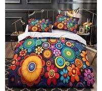 YVASPQRTW vibrant flowers 3D Pattern Duvet Insert Cover 3pc Premium Microfibre Light colorful abstract Quilt Cover 2 Pillowcases Concealed Zipper Bedroom Decor Teens Young Adults Single (135x200cm)