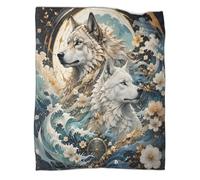 YVASPQRTW Wolf Flower 3D Printed Microfiber Throw Blanket Soft Sofa