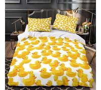 YVASPQRTW yellow rubber ducks 3D Printed Quilt Cover 3pc Premium Microfibre Stain-Resistant cartoon playful Duvet Cover 2 Pillowcases Zip Closure Bed Ensemble Couple Bedroom Double（200x200cm）