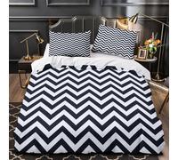 YVASPQRTW zigzag pattern 3D Pattern Comforter Cover 3pcs Microfibre Skin-Friendly black white geometric design Duvet Cover 2 Pillow Shams Zippered Closure Lightweight Family Guests Single (135x200cm)