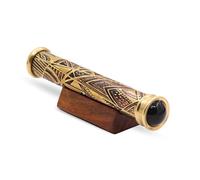 YVCrafts Brass Handmade Teleidoscope, Vintage Look Kaleidoscope with Wooden Display Stand, Nautical Décor for Gifting, Antique Finish Gift for Husband, Graduation Day, Retirement, Christmas