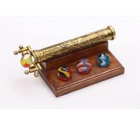 YVCrafts Brass large Marble Scope Kaleidoscope with Four Interchangeable Glass Marble Solid Ached Brass Surface Kaleidoscope with Hardwood Display Stand