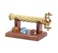 YVCrafts Brass Marble Kaleidoscope with 4 Interchangeable Glass Marbles - Optical Toy on Wooden Stand for Kids & Adults - Vintage Gold Finish - 17.78×2.54×2.54 cm, 250 g, 1 pc