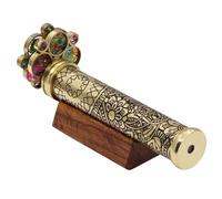 YVCrafts Floral Garden Brass Kaleidoscope - Dual Resin-Filled Rotating Wheels - Hand-Etched Floral Barrel with Black Patina Finish - Luxury Optical Art Collectible with Gift Box
