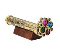 YVCrafts Handcrafted Etched Floral Pattern Lacquered Brass Kaleidoscope Includes Two Separate Turning Wheels-Unique Gift Ideas for Someone Special. (7"x1.25")