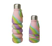 YverLand 550ml Collapsible Conical Water Bottle for Adult with Stainless Steel Stopper Sports Water Bottle for Kids Boys Girls Football Basketball (Multicolor)