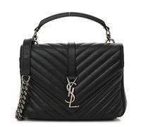Yves Saint Laurent College Lambskin Leather Bag - Black