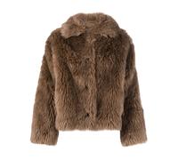 Yves Salomon long-haired button-down jacket - Brown 38