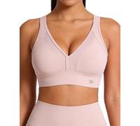 Yvette Adjustable V Neck Sports Bras for Women High Support Cross Back Padded Running Sports Bra Sewn in Pads, Water Pink, Large More