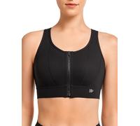 Yvette Front Closure Sports Bras for Women High Support Large Bust Supportive Sports Bra High Impact for Running, Black, XL/Plus