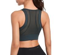 Yvette High Impact Sports Bras for Women Large Bust Zip Front Closure Sports Bra High Support for Running Workout, Haze Blue, 5XL plus