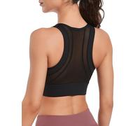 Yvette High Impact Sports Bras for Women Large Bust Zip Front Closure Sports Bra High Support for Running Workout, Black, Medium More