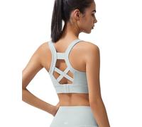 Yvette High Support Sports Bras for Women Sewn in Padding Racerback Sports Bra High Impact No Bounce for Large Breasts, Grey, Medium More