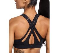 Yvette Sports Bra High Impact Adjustable Criss Cross Back, Full Support for Large Bust No Bounce, Black New + Adjustable Strap + High Impact, M