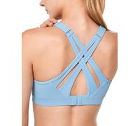 Yvette Sports Bra High Impact Adjustable Criss Cross Back, Full Support for Large Bust No Bounce, Blue, XX-Large plus