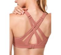 Yvette Sports Bra High Impact Adjustable Criss Cross Back, Full Support for Large Bust No Bounce, Rose Red, 5XL plus