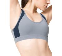 Yvette Sports Bra High Impact Womens 32A-48DD Cross Back Push Up High Support Bra Plus Size, Grey, 42DD