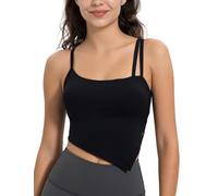 Yvette Sports Bras for Women with Removable Pads Adjustable Thin Straps Tank Tops, Black, XL