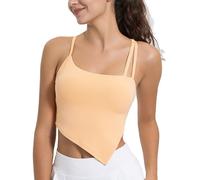 Yvette Sports Bras for Women with Removable Pads Adjustable Thin Straps Tank Tops, Orange, M