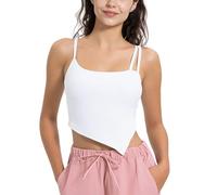 Yvette Sports Bras for Women with Removable Pads Adjustable Thin Straps Tank Tops, White, M