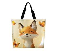 YVFHBCS Fox And Hedgehog Large Tote Bag for Women, Reusable Lightweight Washable Polyester Handbag for Travel, Gift