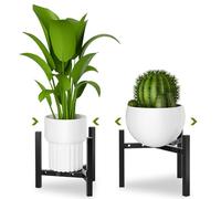 yVicv Plant Stand, 2PCS Adjustable Stainless steel Plant Stands Indoor Outdoor, Metal Flower Pot Stand for 8 9 10 11 12 Inch Size Pots, Plant Holders Plant Rack Bearing Up to 200lbs, Black(black 2pcs)