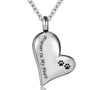 YVIEHTTEM Dog Ashes Necklace, Pet Cremation Jewelry, Urn Necklaces for Ashes Dog, Cremation Jewelry, Heart Shape Stainless Steel Lockets with Paw Print, Waterproof Keepsake Pendant for Women Gifts