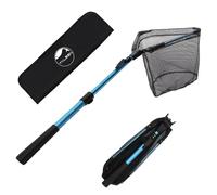 YVLEEN Folding Fishing Net - Foldable Fish Landing Net Robust Aluminum Telescopic Pole Handle and Nylon Mesh 16inch Hoop Size