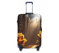 YVNKHKU Golden Heavenly Light, Rose Background Stretchable Suitcase Cover - Durable, Anti-Scratch, Fits 18-32 Inch Luggage, Easy Wash & Travel Protection, Black, M