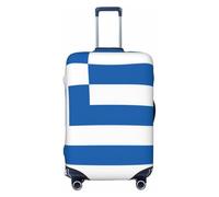 YVNKHKU Greek flag Stretchable Suitcase Cover - Durable, Anti-Scratch, Fits 18-32 Inch Luggage, Easy Wash & Travel Protection, Black, XL