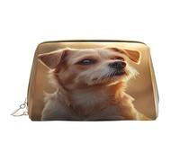 YVNKHKU Makeup Bag Women Toiletrie Showe Brush Skin Care Travel Organizer Purse Me Large Makeup Purse Accessories & ToteThe little dog standing on the grass under the sunset, White, One Size