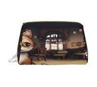 YVNKHKU Makeup Bag Women Toiletrie Showe Brush Skin Care Travel Organizer Purse Me Large Makeup Purse Accessories, Tote A cute steampunk tabby cat, White, One Size