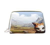 YVNKHKU Makeup Bag Women Toiletrie Showe Brush Skin Care Travel Organizer Purse Me Large Makeup Purse Accessories, Tote The cute cat in the sunflower field, White, One Size