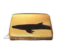 YVNKHKU Makeup Bag Women Toiletrie Showe Brush Skin Care Travel Organizer Purse Me Large Makeup Purse Accessories & ToteBacklight golden moment, dolphins jumping, White, One Size
