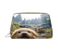 YVNKHKU Makeup Bag Women Toiletrie Showe Brush Skin Care Travel Organizer Purse Me Large Makeup Purse Accessories, Tote A lively little dog, White, One Size