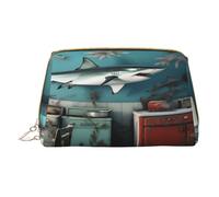 YVNKHKU Makeup Bag Women Toiletrie Showe Brush Skin Care Travel Organizer Purse Me Large Makeup Purse Accessories, Tote The shark in the background of the old kitchen, White, One Size