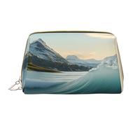 YVNKHKU Makeup Bag Women Toiletrie Showe Brush Skin Care Travel Organizer Purse Me Large Makeup Purse Accessories & ToteWaves and Snow Mountains, White, One Size