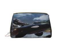 YVNKHKU Makeup Bag Women Toiletrie Showe Brush Skin Care Travel Organizer Purse Me Large Makeup Purse Accessories, Tote The fusion of killer whales and forests, White, One Size