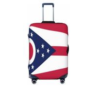 YVNKHKU Ohio State Flag Stretchable Suitcase Cover - Durable, Anti-Scratch, Fits 18-32 Inch Luggage, Easy Wash & Travel Protection, Black, M