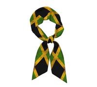 YVNKHKU Old Jamaican Flag pattern Silk Like Head Scarf Women's Fashion Square Neck Satin Scarfs for Bag Hair Scarves Gift 46.9inch x 3.1inch, Black, One Size