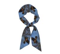 YVNKHKU Photo of the Red Kite Bird pattern Silk Like Head Scarf Women's Fashion Square Neck Satin Scarfs for Bag Hair Scarves Gift 46.9inch x 3.1inch, Black, One Size