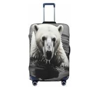 YVNKHKU Polar bear on the water surface Stretchable Suitcase Cover - Durable, Anti-Scratch, Fits 18-32 Inch Luggage, Easy Wash & Travel Protection, Black, XL