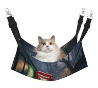 YVNKHKU Red Telephone Booths on The Streets of London Reversible Cat Hammock Hanging Soft Breathable Pet Cage Adjustable Bed for Kitten Puppy or Small Medium