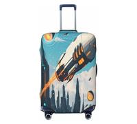 YVNKHKU Science fiction illustration Stretchable Suitcase Cover - Durable, Anti-Scratch, Fits 18-32 Inch Luggage, Easy Wash & Travel Protection, Black, L