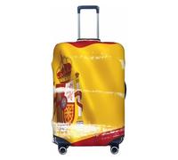 YVNKHKU Spain Flag Stretchable Suitcase Cover - Durable, Anti-Scratch, Fits 18-32 Inch Luggage, Easy Wash & Travel Protection, Black, S