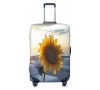 YVNKHKU Sunflowers at dawn Stretchable Suitcase Cover - Durable, Anti-Scratch, Fits 18-32 Inch Luggage, Easy Wash & Travel Protection, Black, S