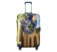 YVNKHKU The Earth in the Mysterious Church Stretchable Suitcase Cover - Durable, Anti-Scratch, Fits 18-32 Inch Luggage, Easy Wash & Travel Protection, Black, L
