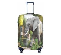 YVNKHKU The Elephant in Utopia Stretchable Suitcase Cover - Durable, Anti-Scratch, Fits 18-32 Inch Luggage, Easy Wash & Travel Protection, Black, M